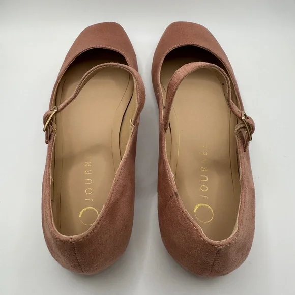 Journee Collection Rosewood Suede Mary Jane Flats - Picture 2 of 9